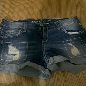 JCPenneys-Arizona Mid Rise Denim distressed Short-Juniors/Blue/size 9/